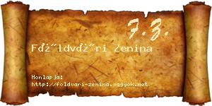 Földvári Zenina névjegykártya